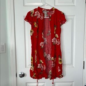Floral Beachy Red Dress